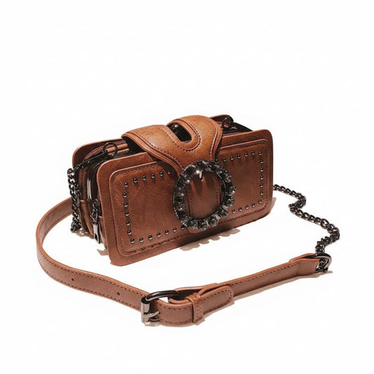 Sac Punk Vintage Boucle Strass PU – Femme